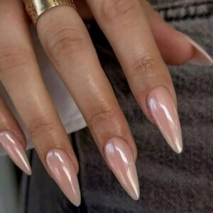 Glossy almond nails